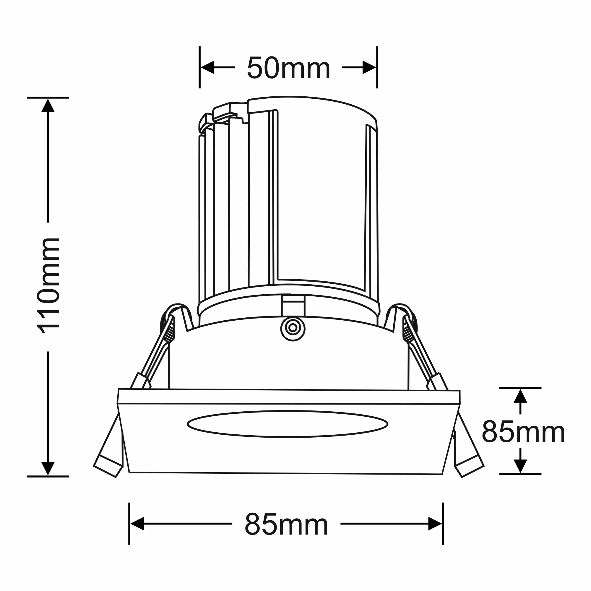 Bruve 9 Tridonic powered 9W 2700K 700lm 36° LED Engine,250mA , CRI>90 LED Engine Matt White Fixed Square Recessed Downlight, Inner Glass cover, IP65 DM201499  Dlux Bruve SQ 9 IP65